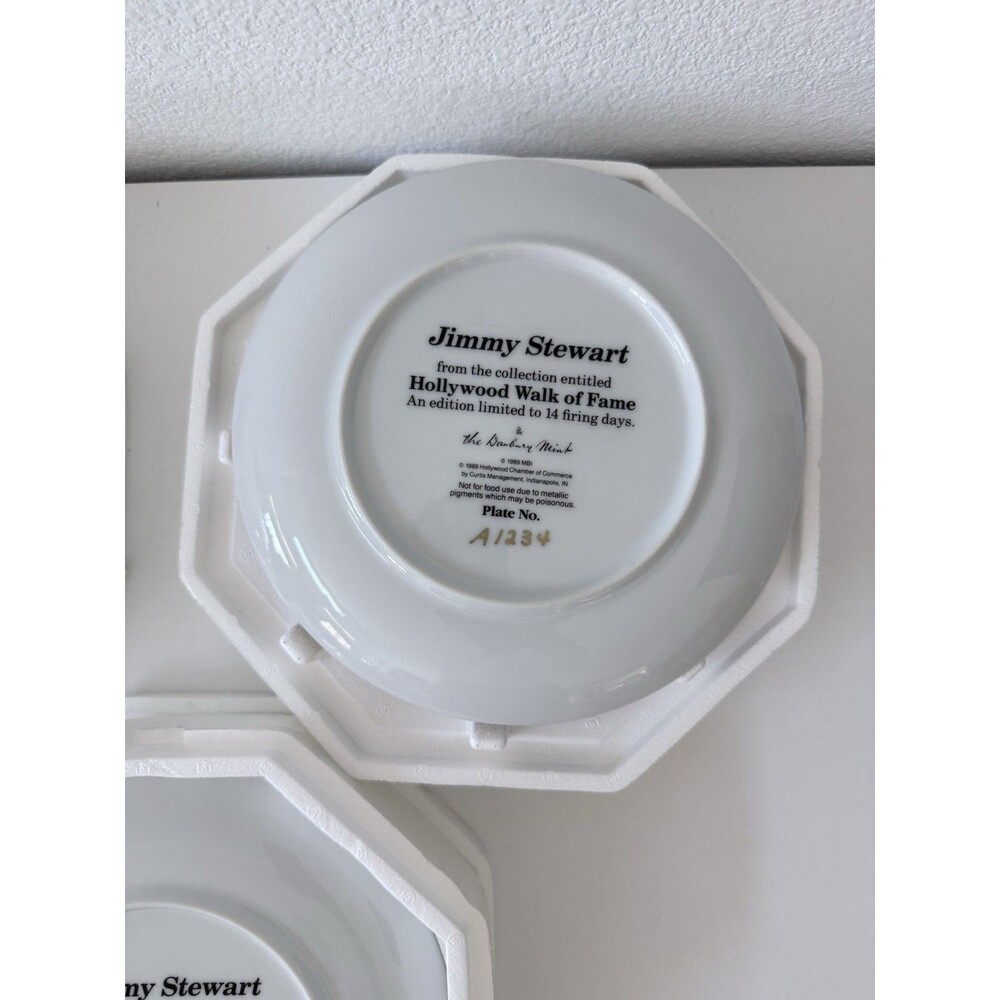 VTG Jimmy Stewart Hollywood Walk of Fame Plate Danbury Mint MCM #1233 #1234 - Picture 4 of 9